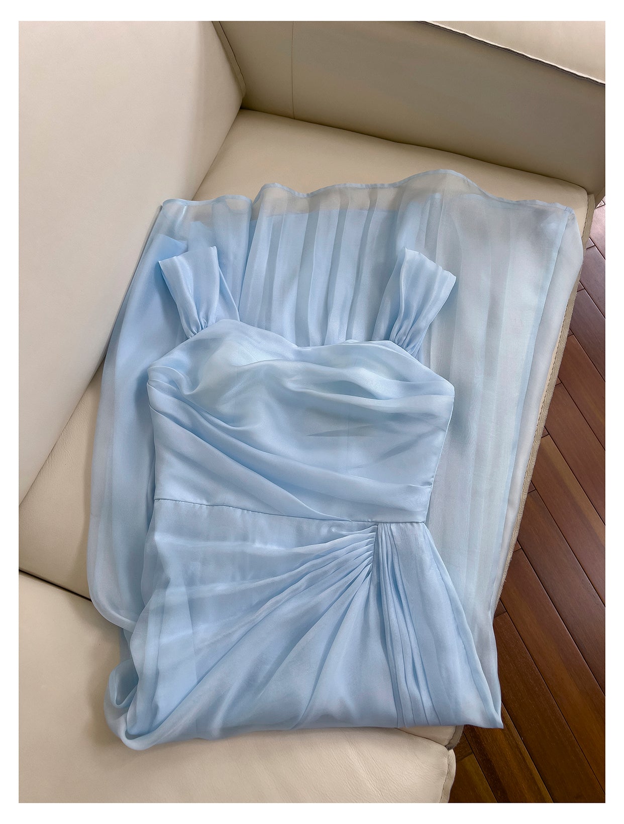 French blue suspender design waist long skirt