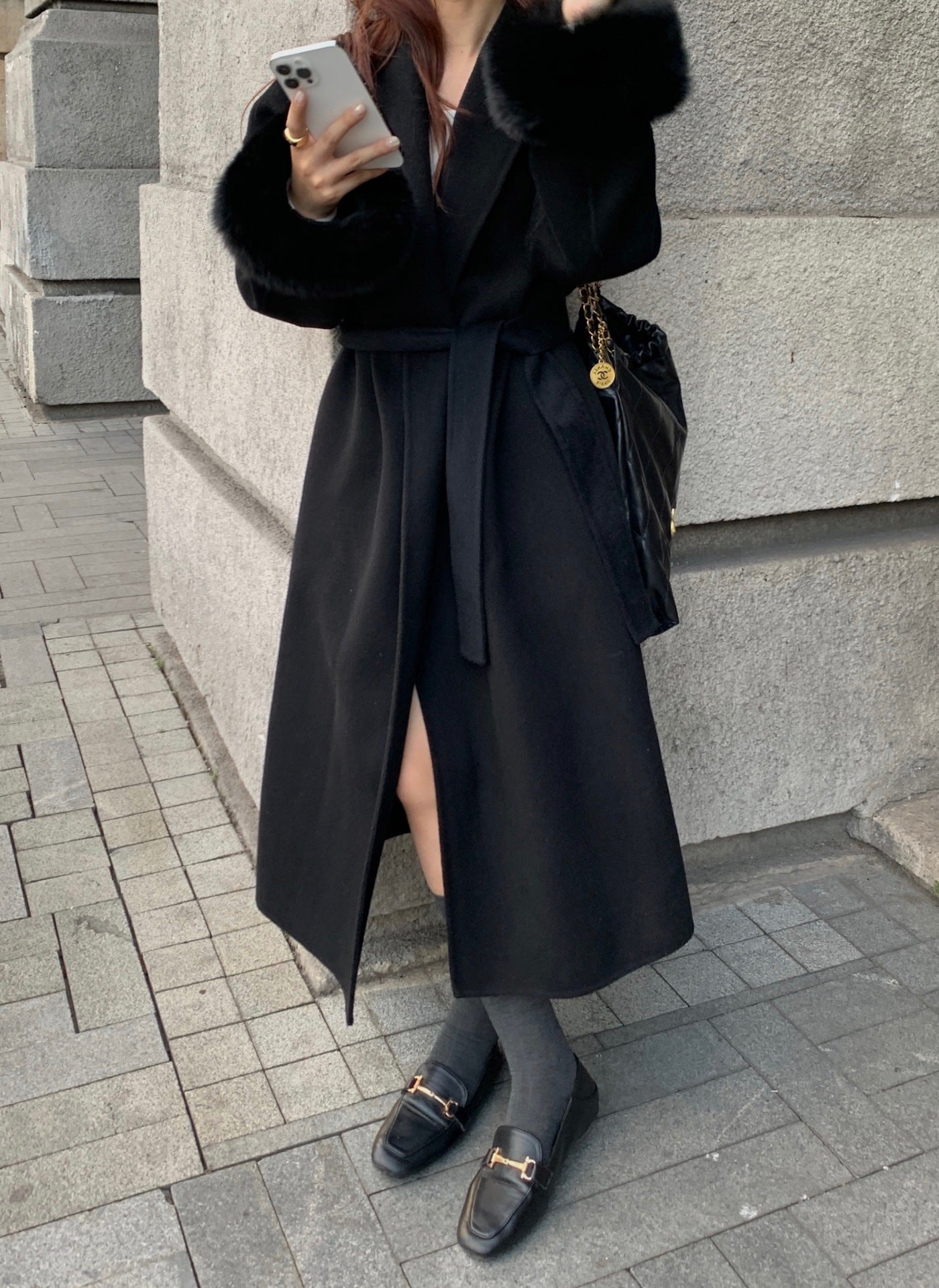 Sheep wool double-faced coat
