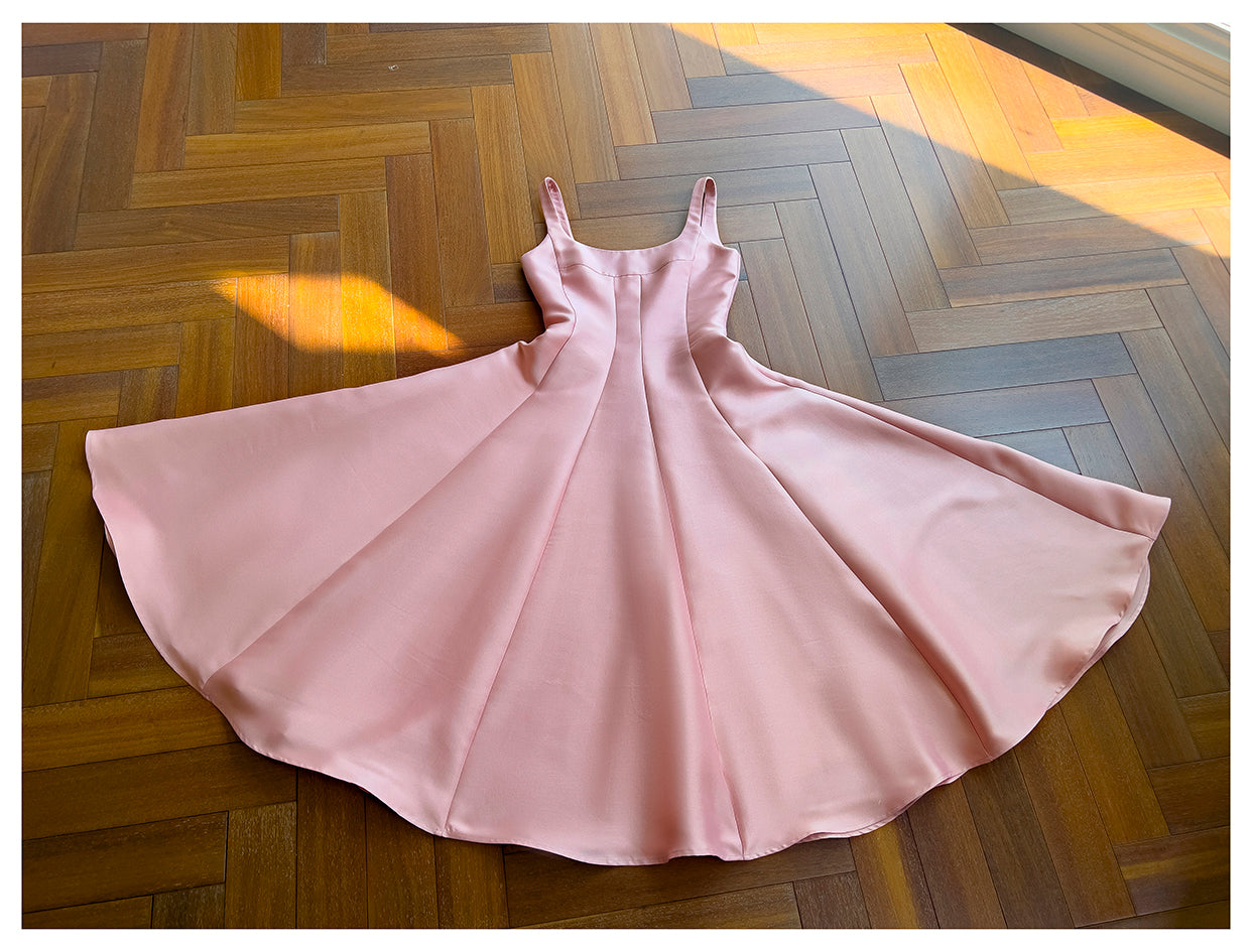 Pink suspender satin light luxury dress