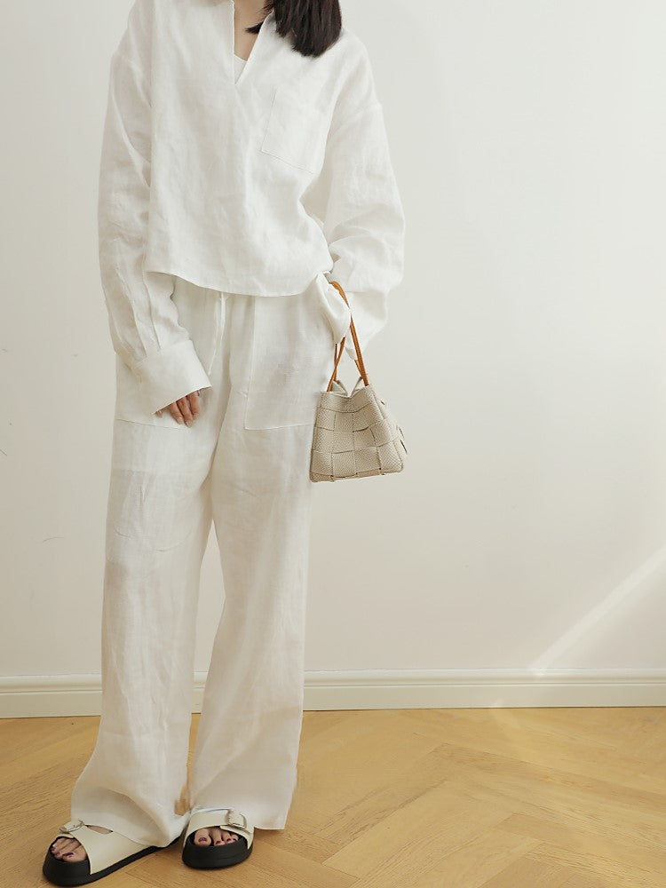 Denim and leather bucket bag