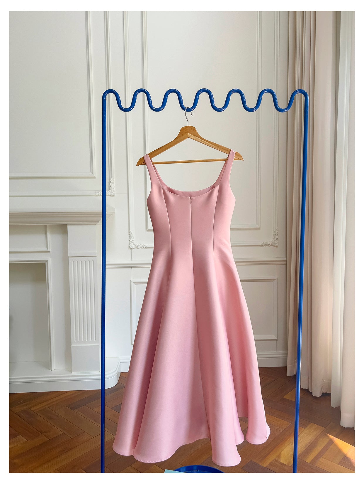 Pink suspender satin light luxury dress