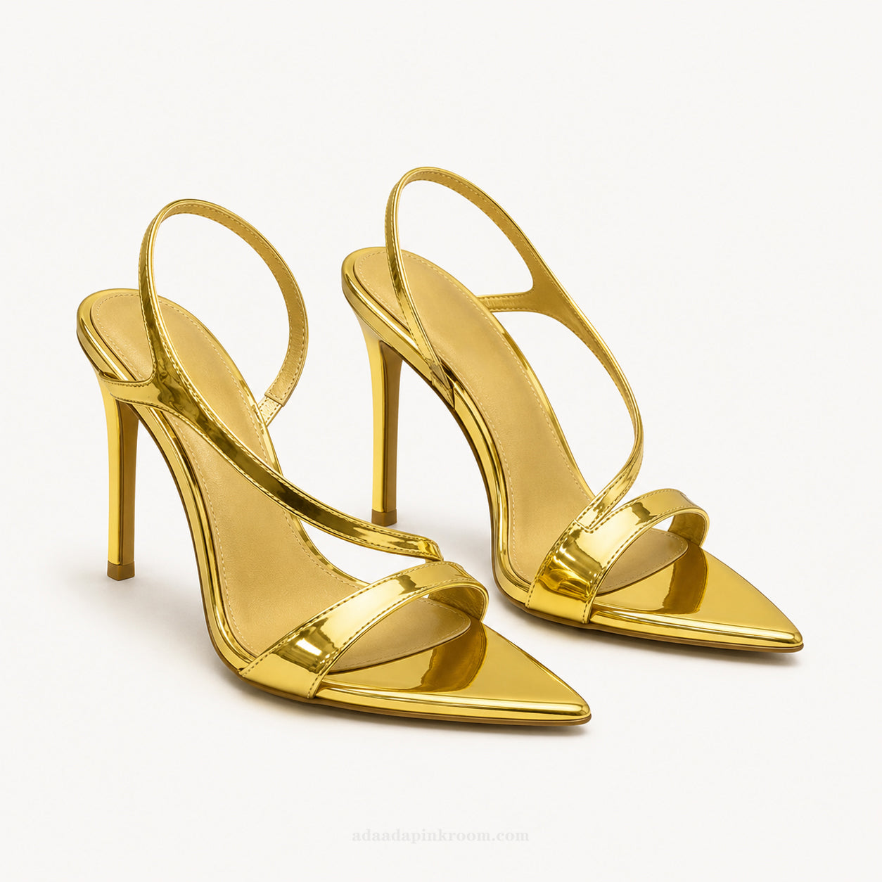 Metallic Gold Strappy Heeled Sandals