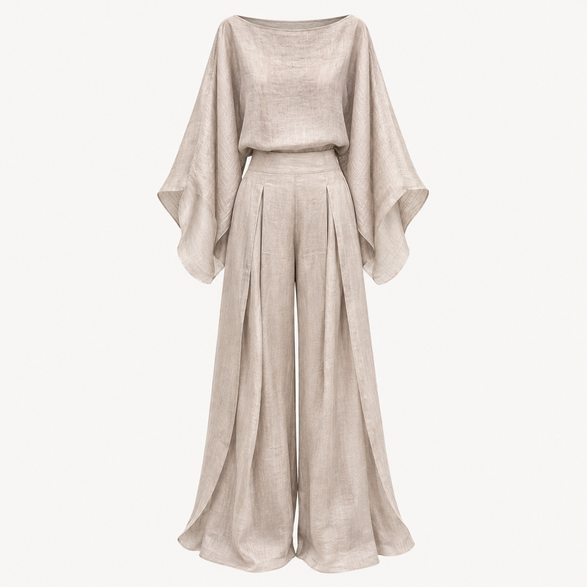 Dune Wide-Sleeve Top and Wide-Leg Trousers Set