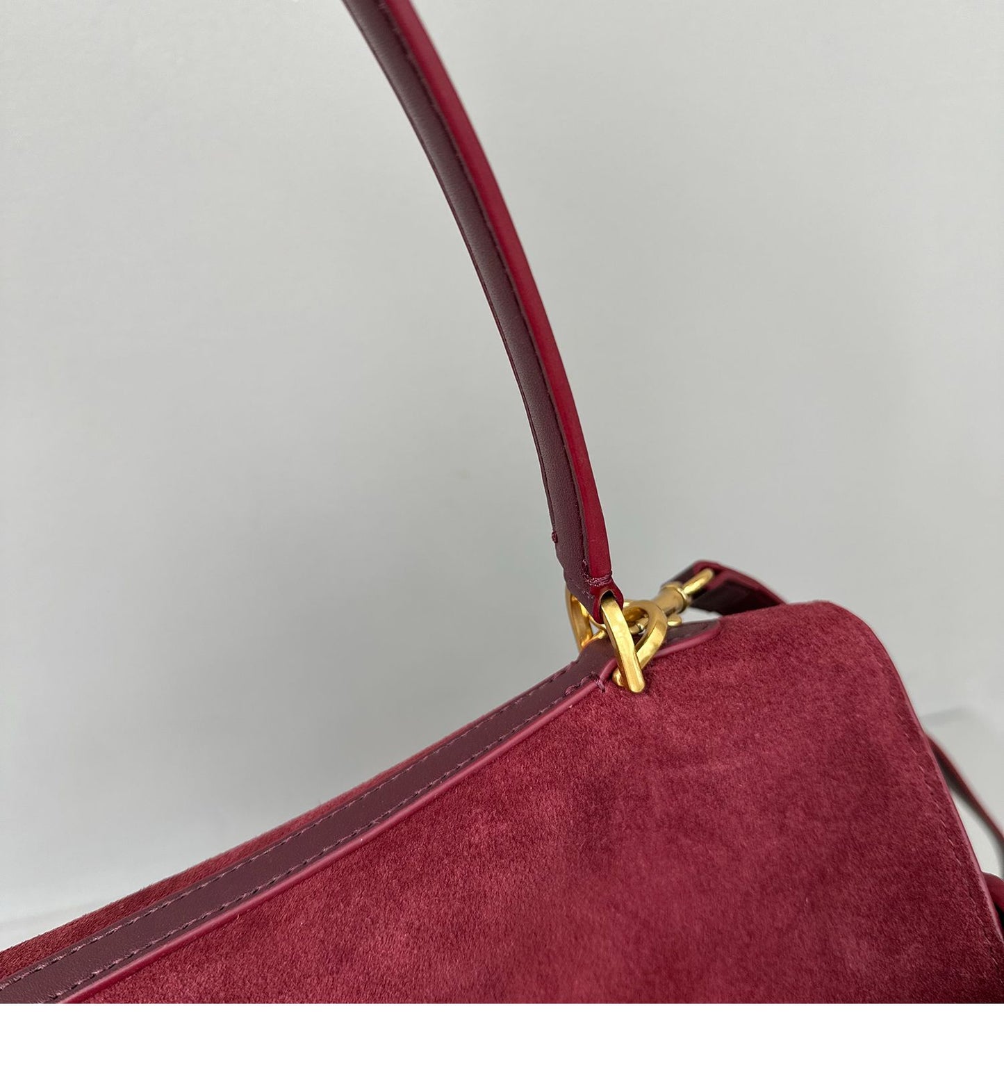 Suede stitching layered leather Kelly bag
