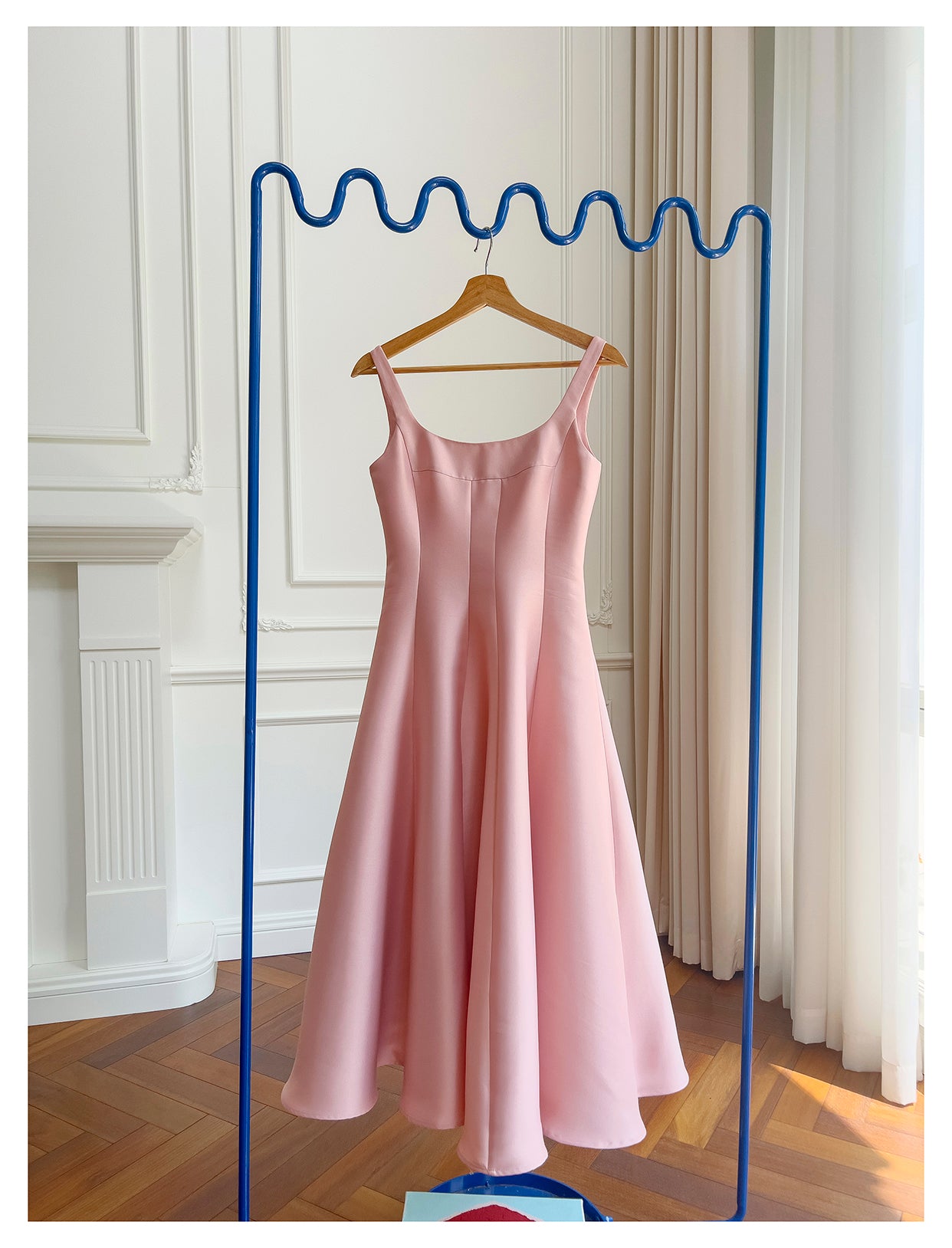 Pink suspender satin light luxury dress