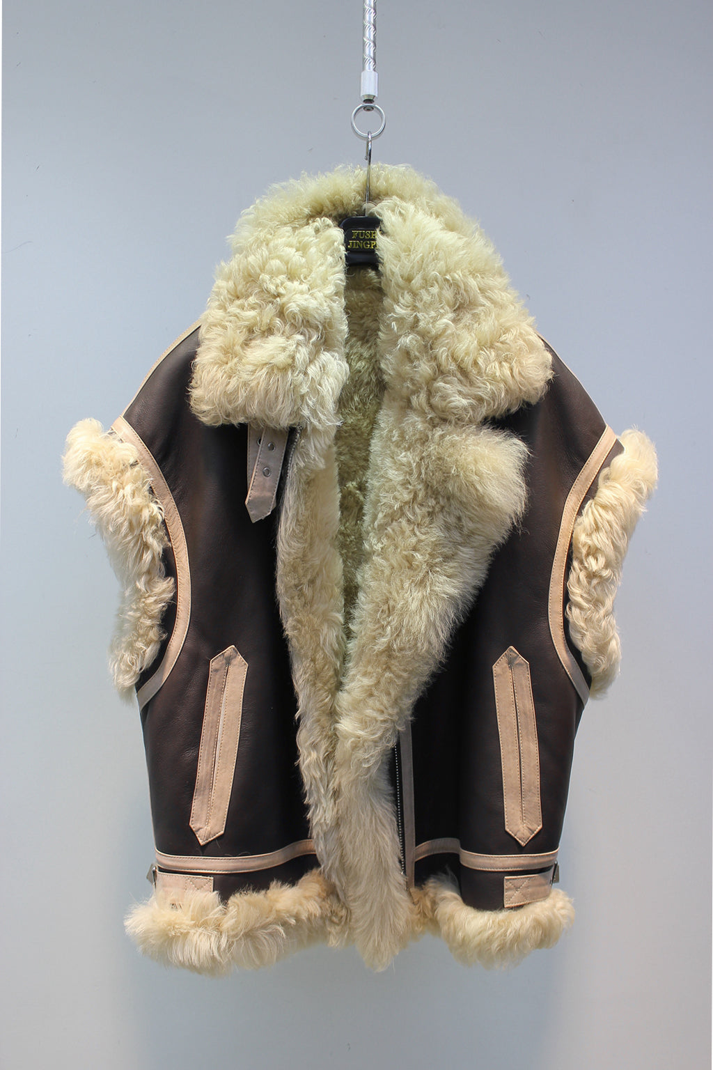 Lmported basa sheep fur all-in-one reversible fur vest jacket
