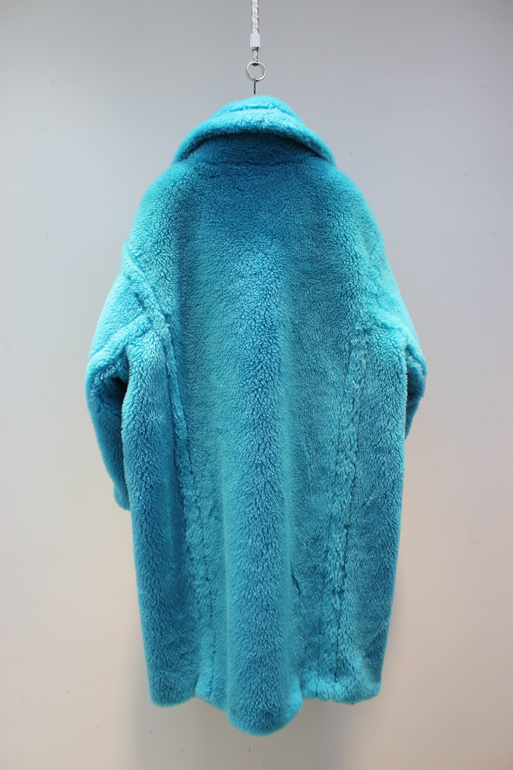 Grained wool shearling loose fit teddy coat mid-length