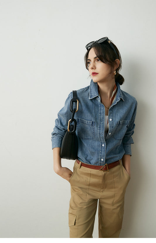 Lazy New Style "Nude" Soft Silo Slub Denim Shirt