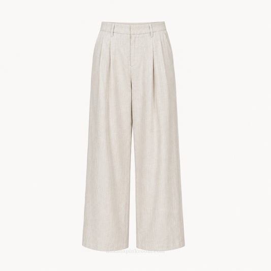 ALBA Wide-Leg Linen-Blend Trousers