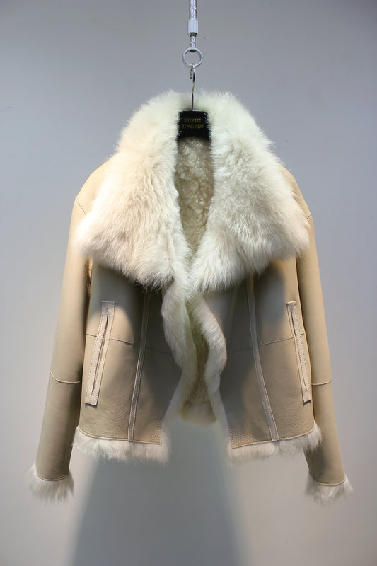 Tuscan fur one-piece temperament lapel reversible fur coat