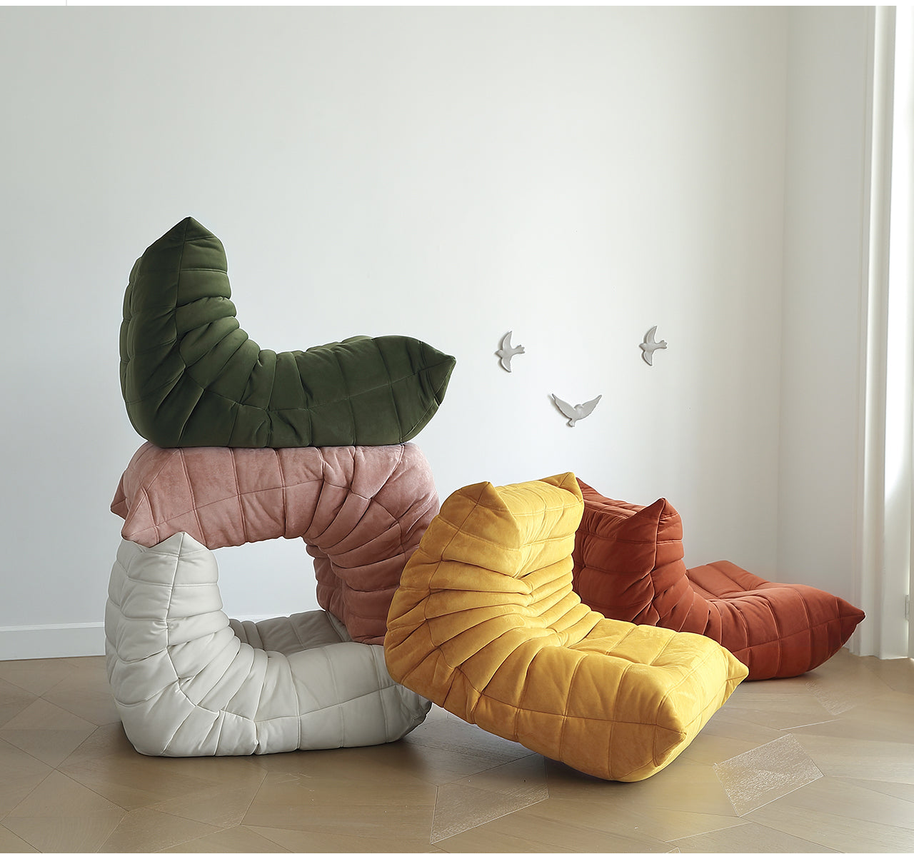 Girly pink single leisure chair minimalist designer modern minimalist ins style caterpillar lazy sofa