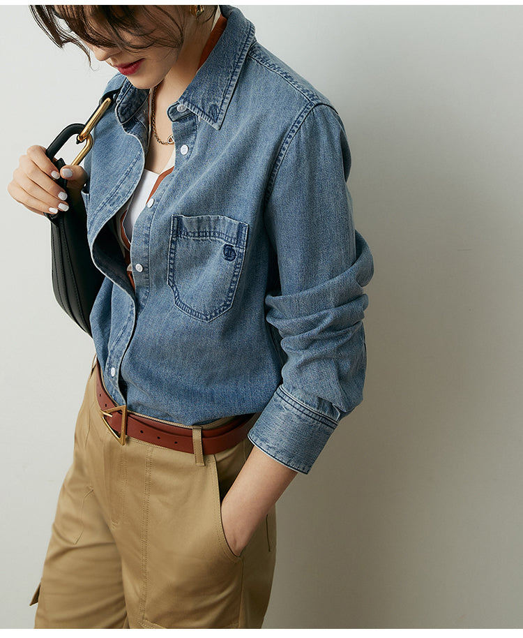 Lazy New Style "Nude" Soft Silo Slub Denim Shirt