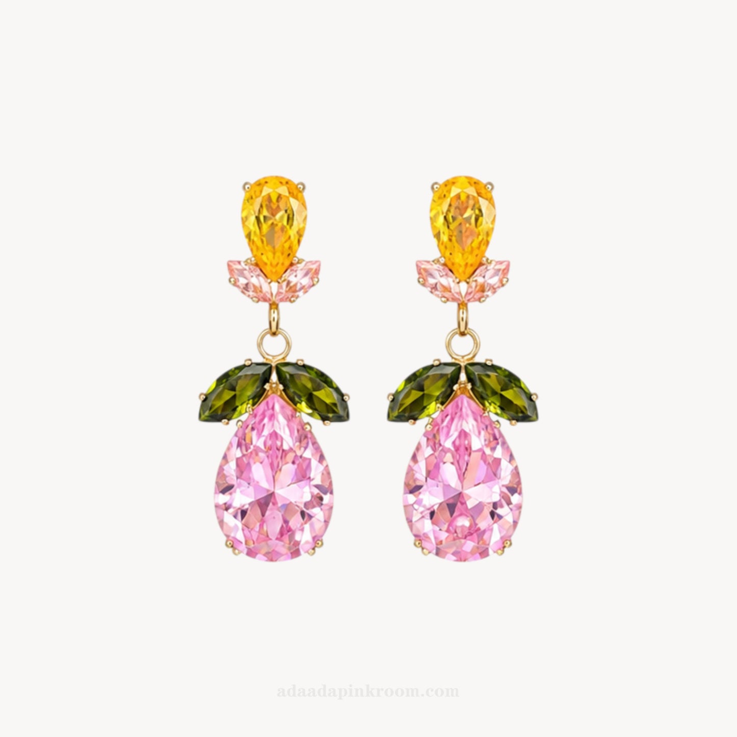 Pink Crystal Drop Earrings