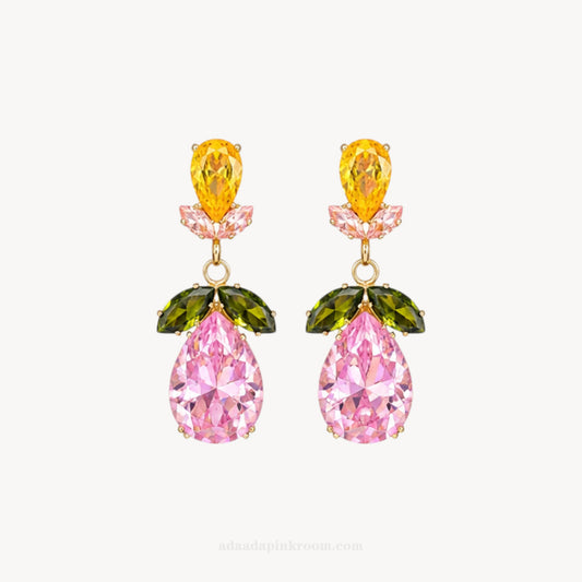 Pink Crystal Drop Earrings