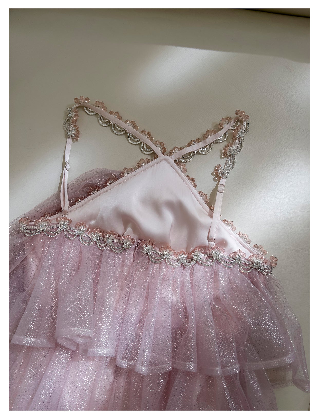 Pink Mesh Gold Stamping Suspender Cake Skirt Birthday Party Dress