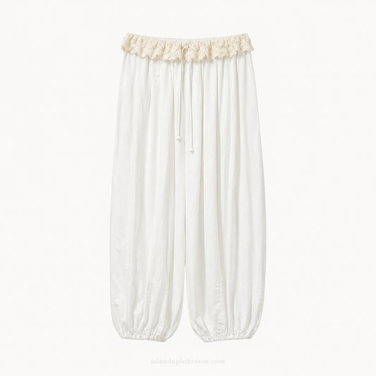 Lace Trim Balloon Pants
