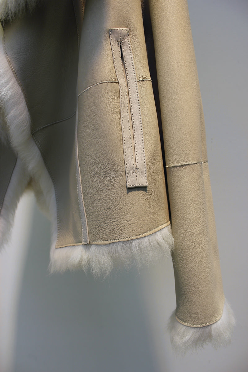 Tuscan fur one-piece temperament lapel reversible fur coat