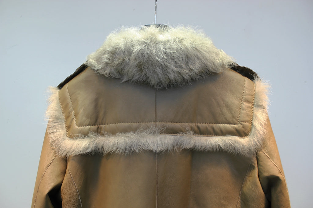 Soft small lake sheep fur all-in-one slimming short fur coat