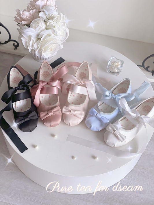 Cream ballet laceless original bow