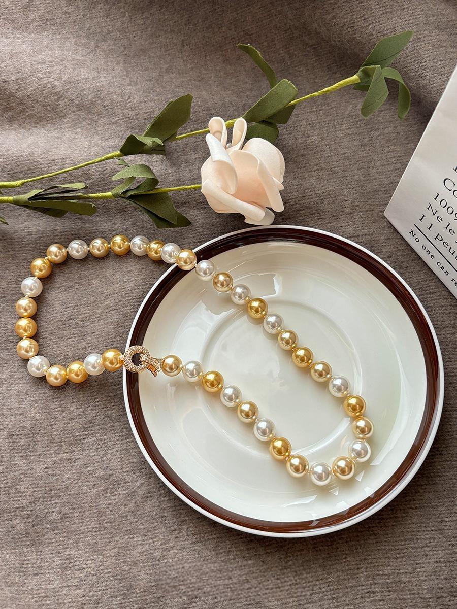 Women's light luxury south sea gold pearl necklace