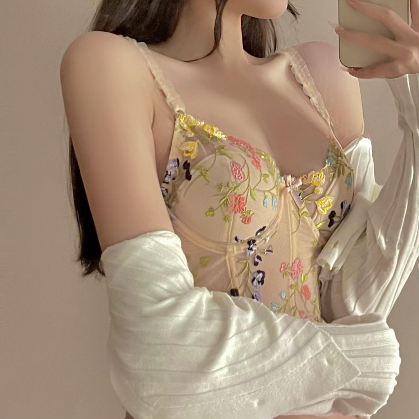 French lace push up bra set thin underwear