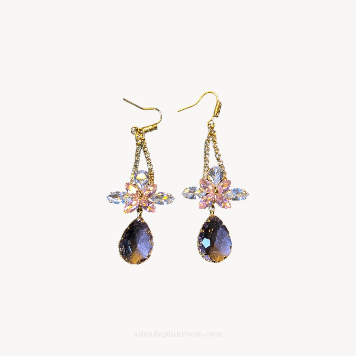 Crystal Flower Drop Earrings