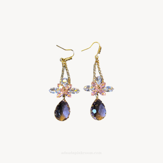 Crystal Flower Drop Earrings