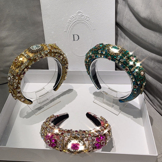 Thickened hand-set diamond gemstone headband