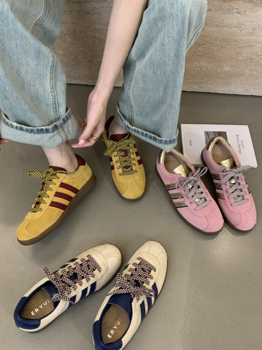 Retro color matching moral training shoes for women flat shoes
