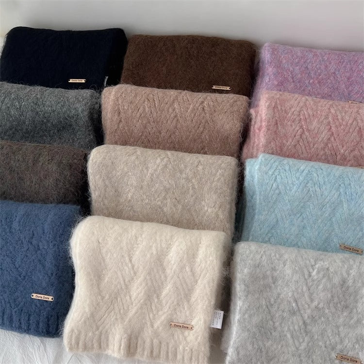 Wool blend knitted scarf