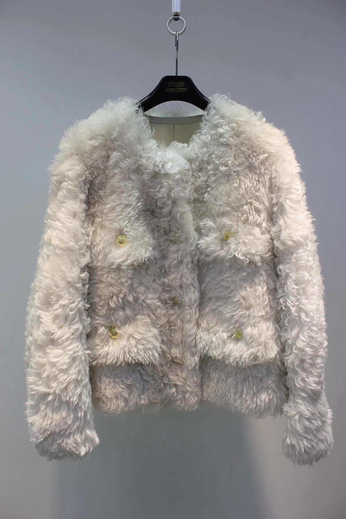 Lmported Mosna sheep fur all-in-one simple and fashionable curly fur coat