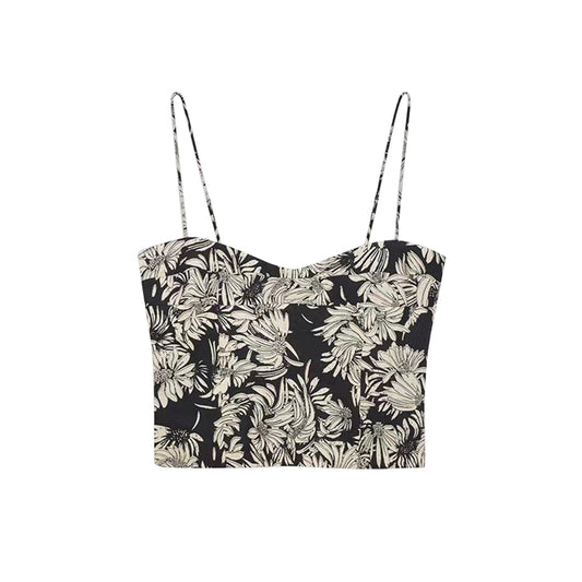 French print short camisole