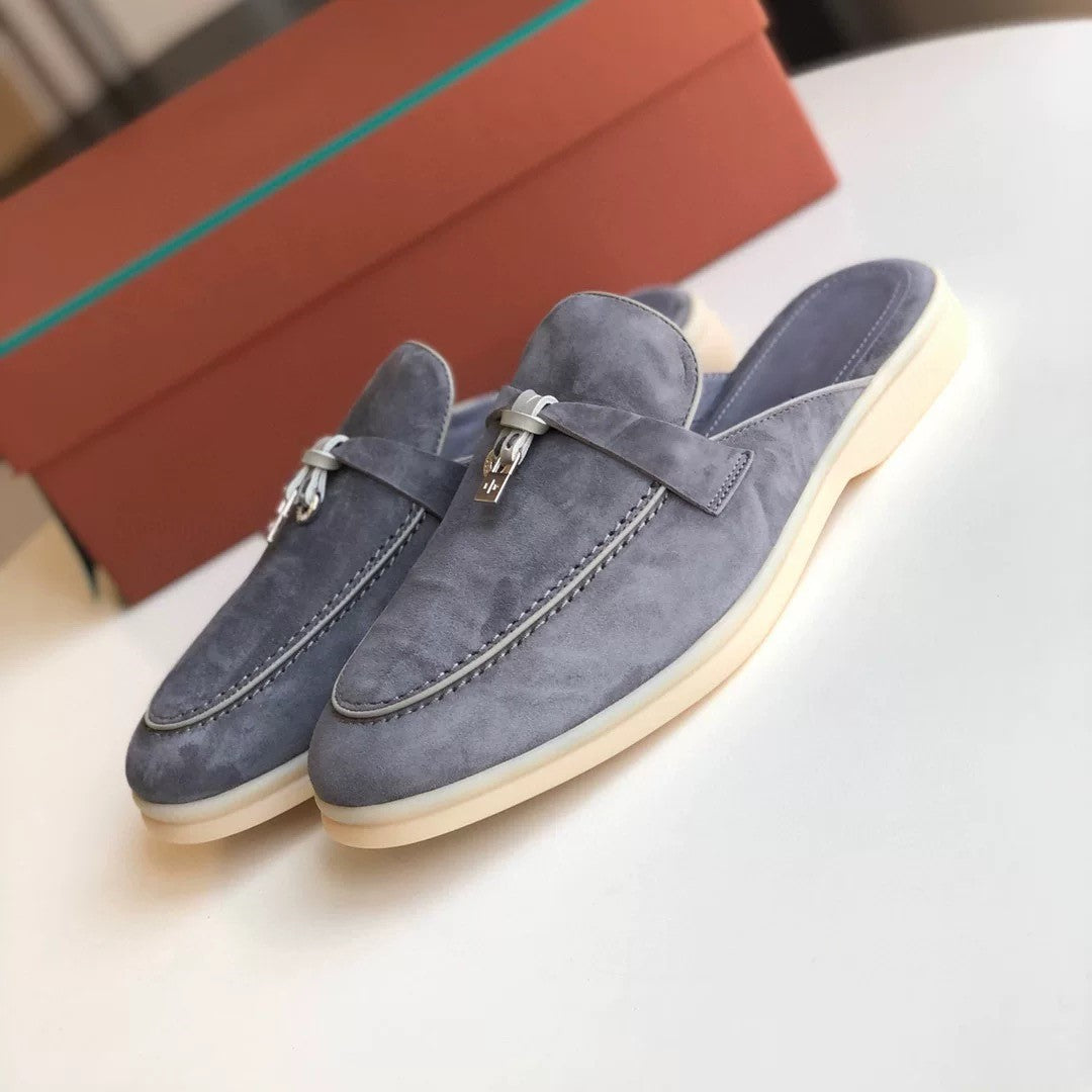 Genuine leather flat casual half-slipper loafers  3
