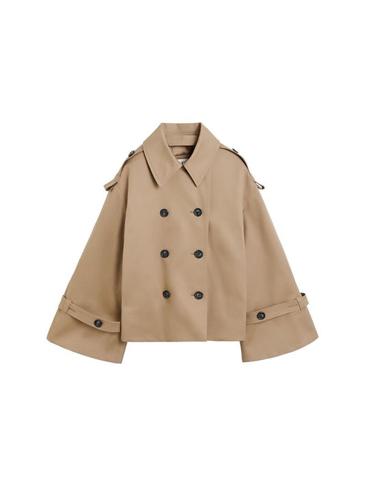 Khaki Short Cape Trench Coat