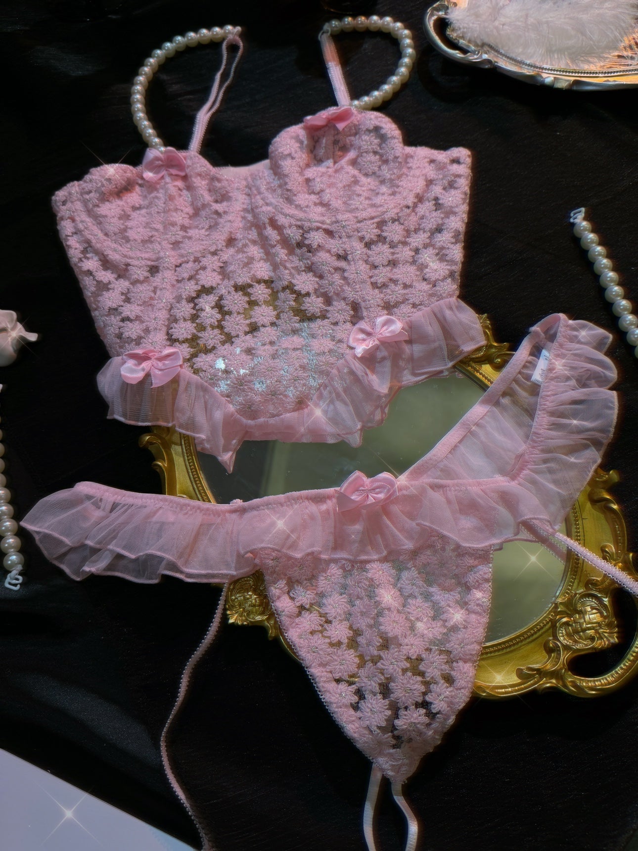 Lace Daisy Sexy Pearl Camisole Bra
