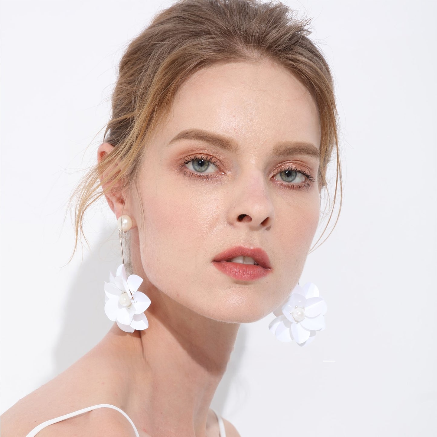 White Camellia Earrings