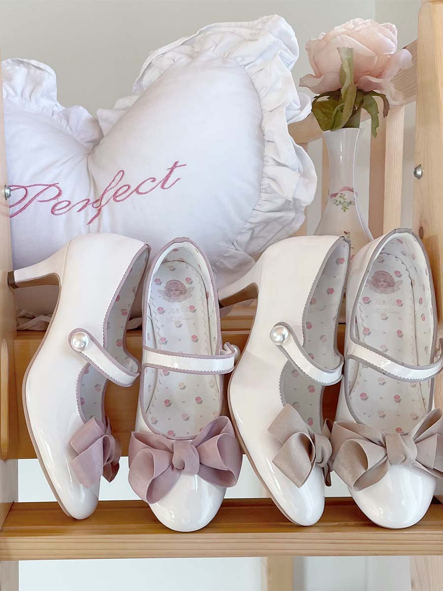 Elegant retro cute round toe bow stiletto heel