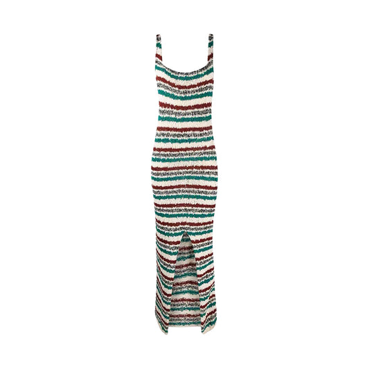 Striped knitted suspender dress