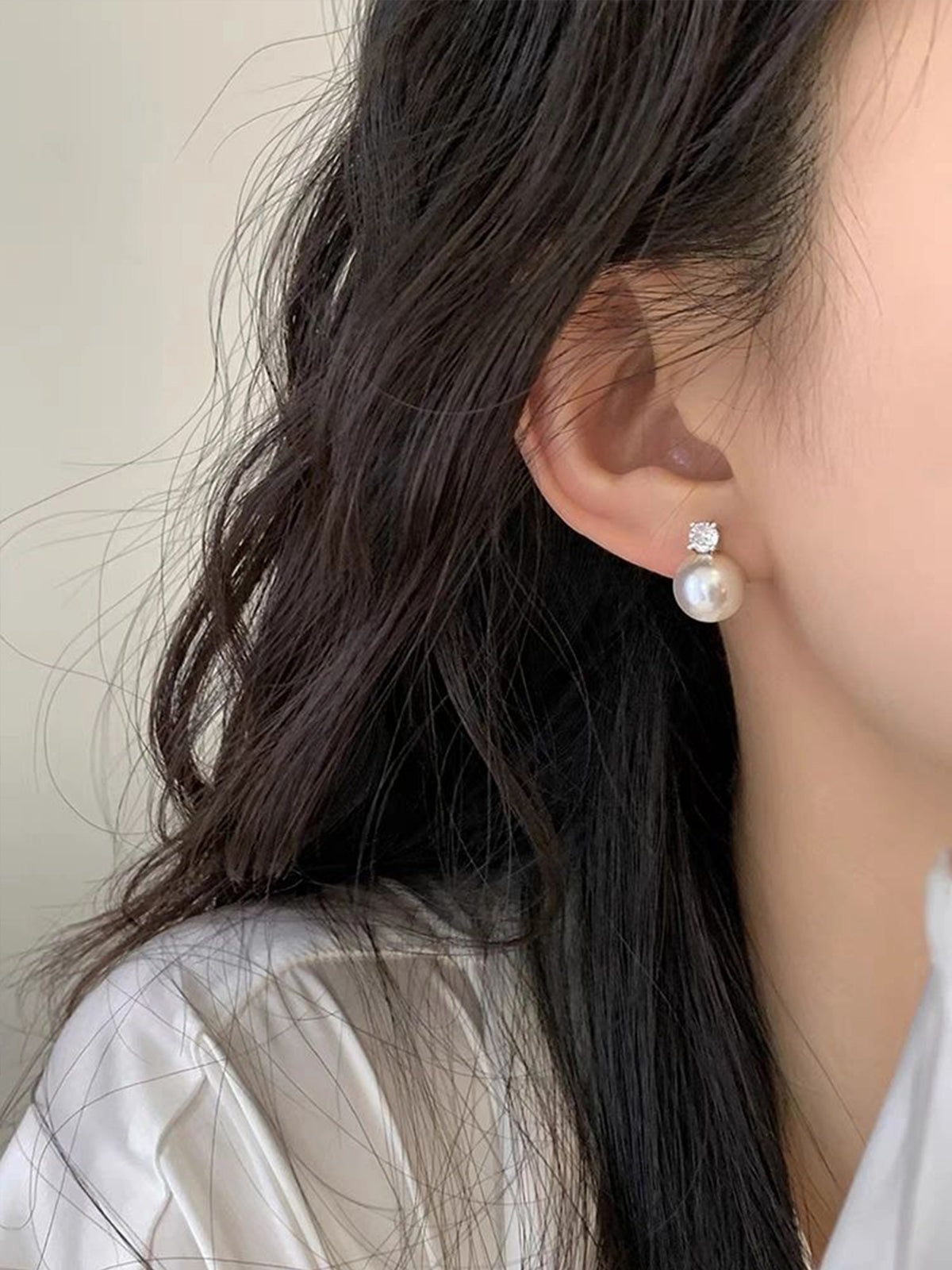 Princess Dai's same style pearl earrings for women 925 sterling silver French retro earrings
