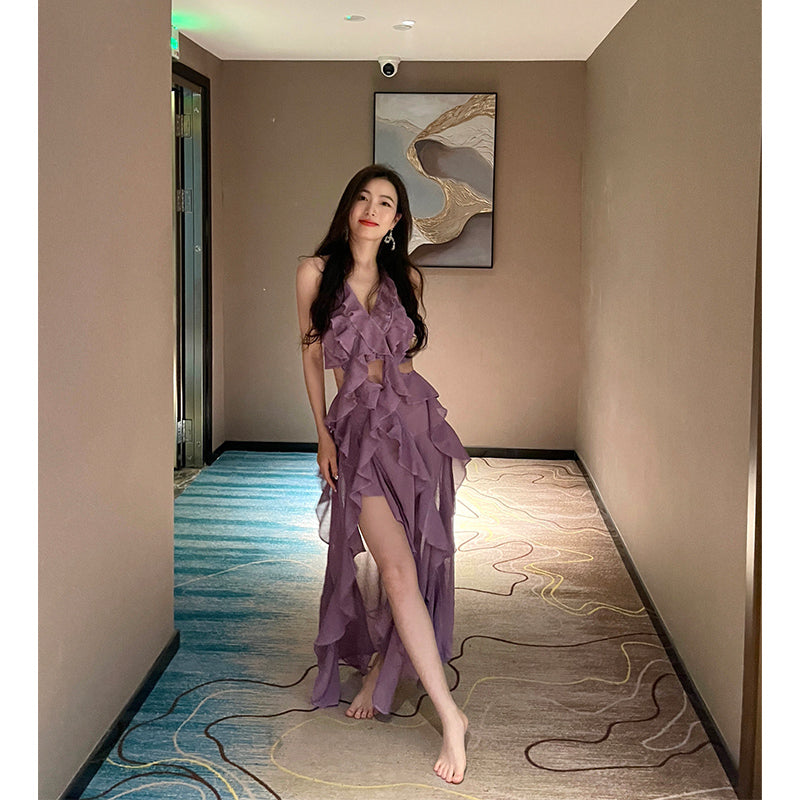 Purple ruffle dress