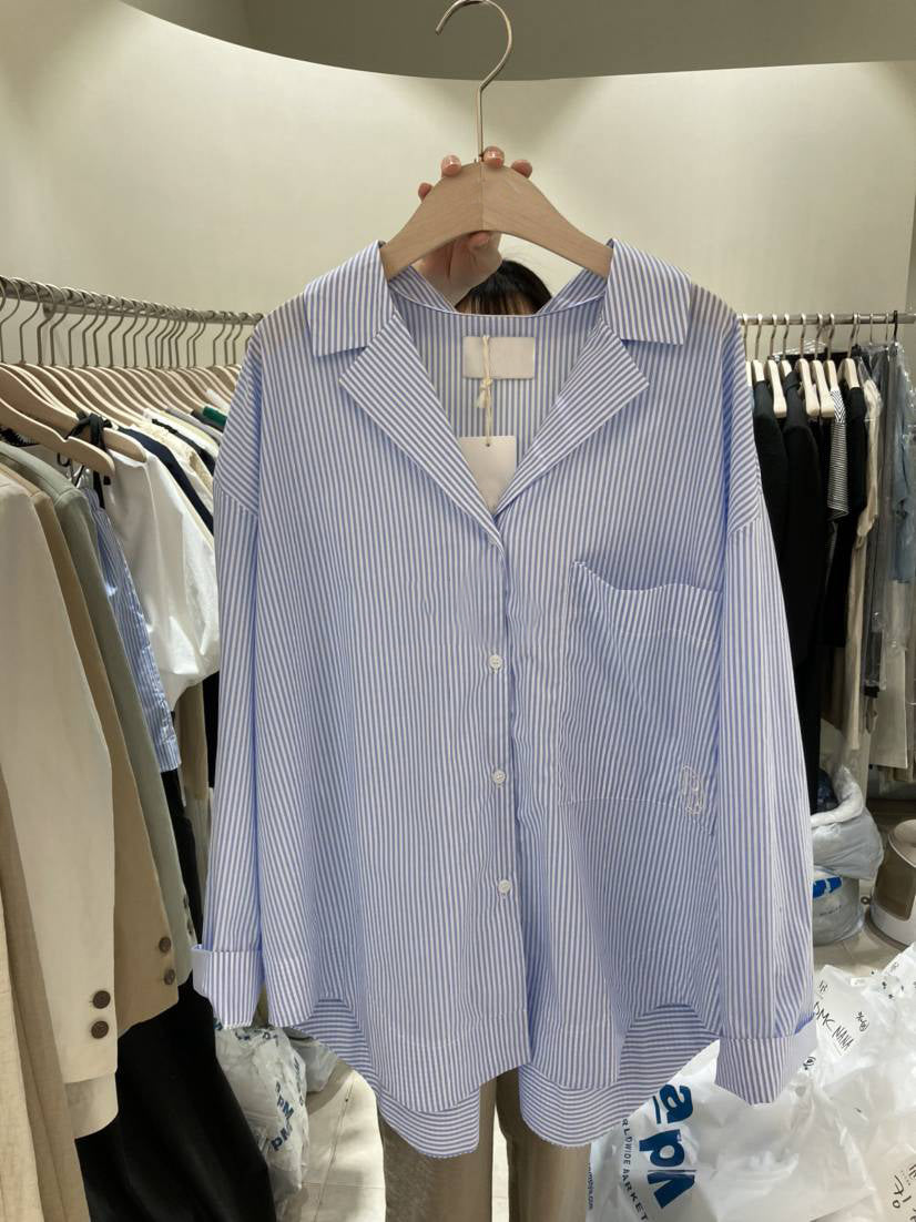 Striped button-down shirt and casual shorts set