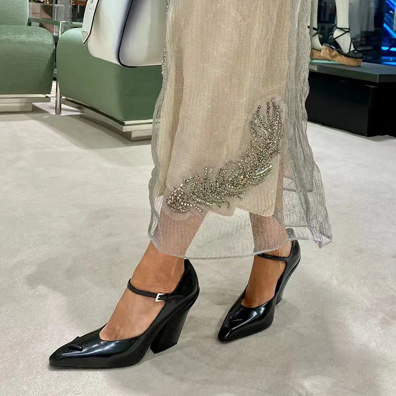 Women's wedge high heels commuting mary jane shoes