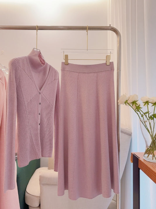 Cashmere Skirt Turtleneck Vest
