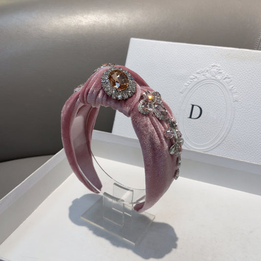 Bohemian style velvet diamond-encrusted high-end hairband for ladies