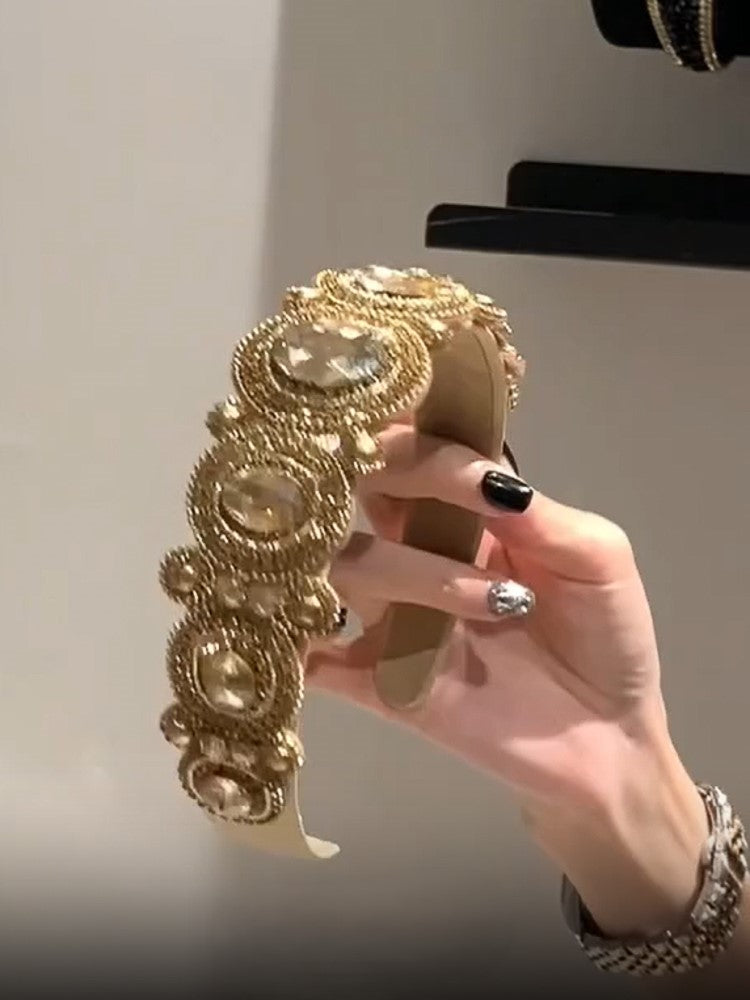 Brown super shiny diamond headband light luxury