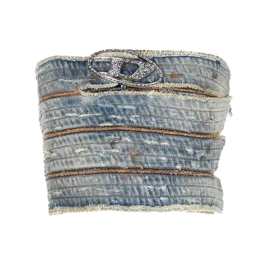 Denim tube top vest with hot girl style