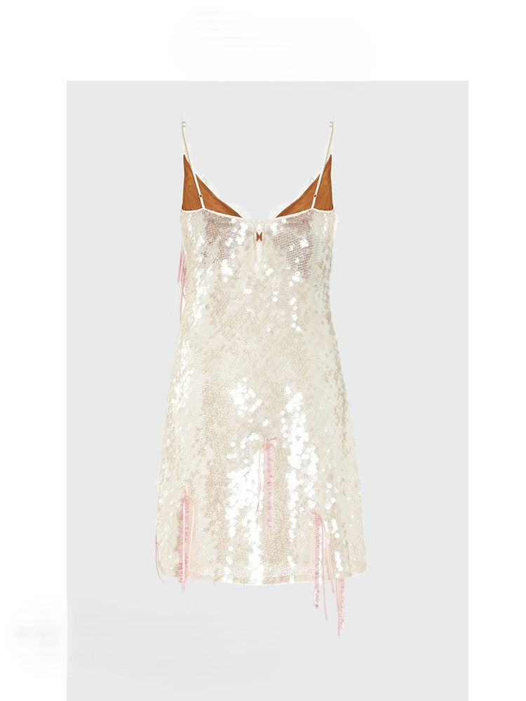 Sequined suspender dress