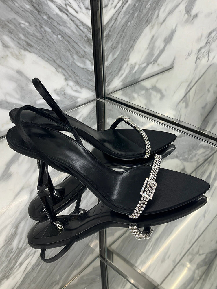 French sexy rhinestone elastic band stiletto high heels