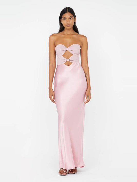 Bow strapless maxi dress