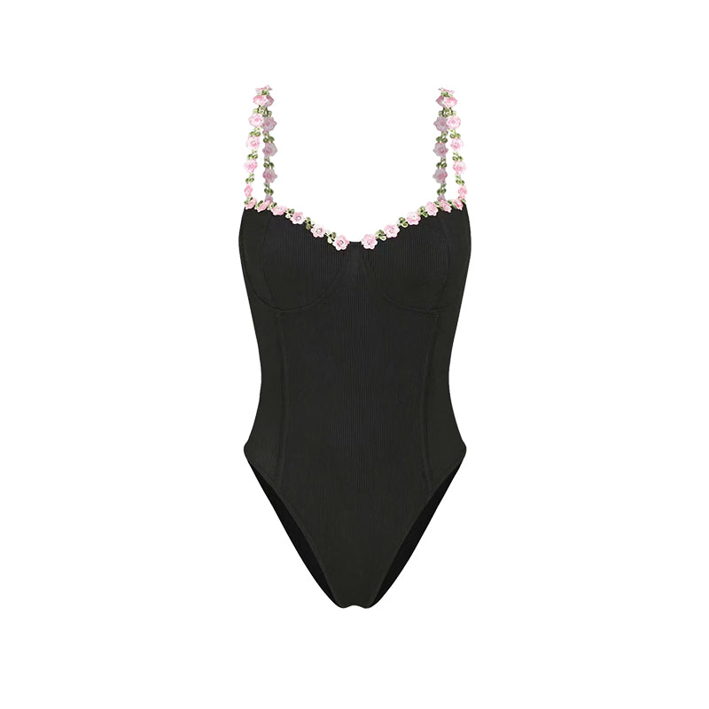 Black suspender jumpsuit temperament